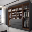 Ver imagem 2 de Guarda-roupa Casal Honey 4 Portas 6 Gavetas com Espelho Preto/amêndola - Panorama Móveis