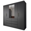 Ver imagem 3 de Guarda-roupa Casal Honey 4 Portas 6 Gavetas com Espelho Preto/amêndola - Panorama Móveis
