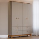 Ver imagem 2 de Guarda Roupa Infantil Biscoito 4 Portas e 4 Gavetas Fendi/nature - Permóbili Baby