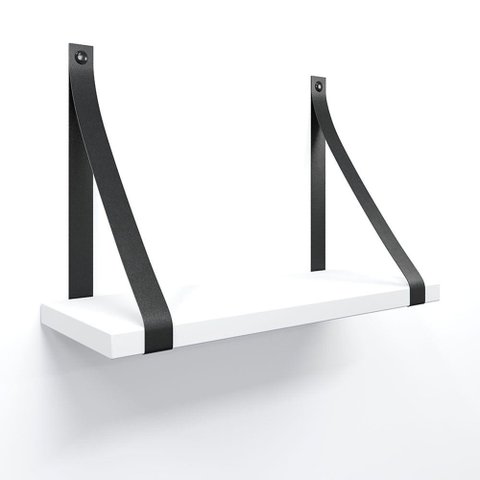 Prateleira em Mdf Branco 30x15cm com Alça Cor Preto