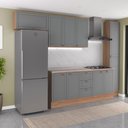 Ver imagem 3 de Armário de Cozinha Completa com Balcão Milla Life Carraro Nogal com Cinza Titânio