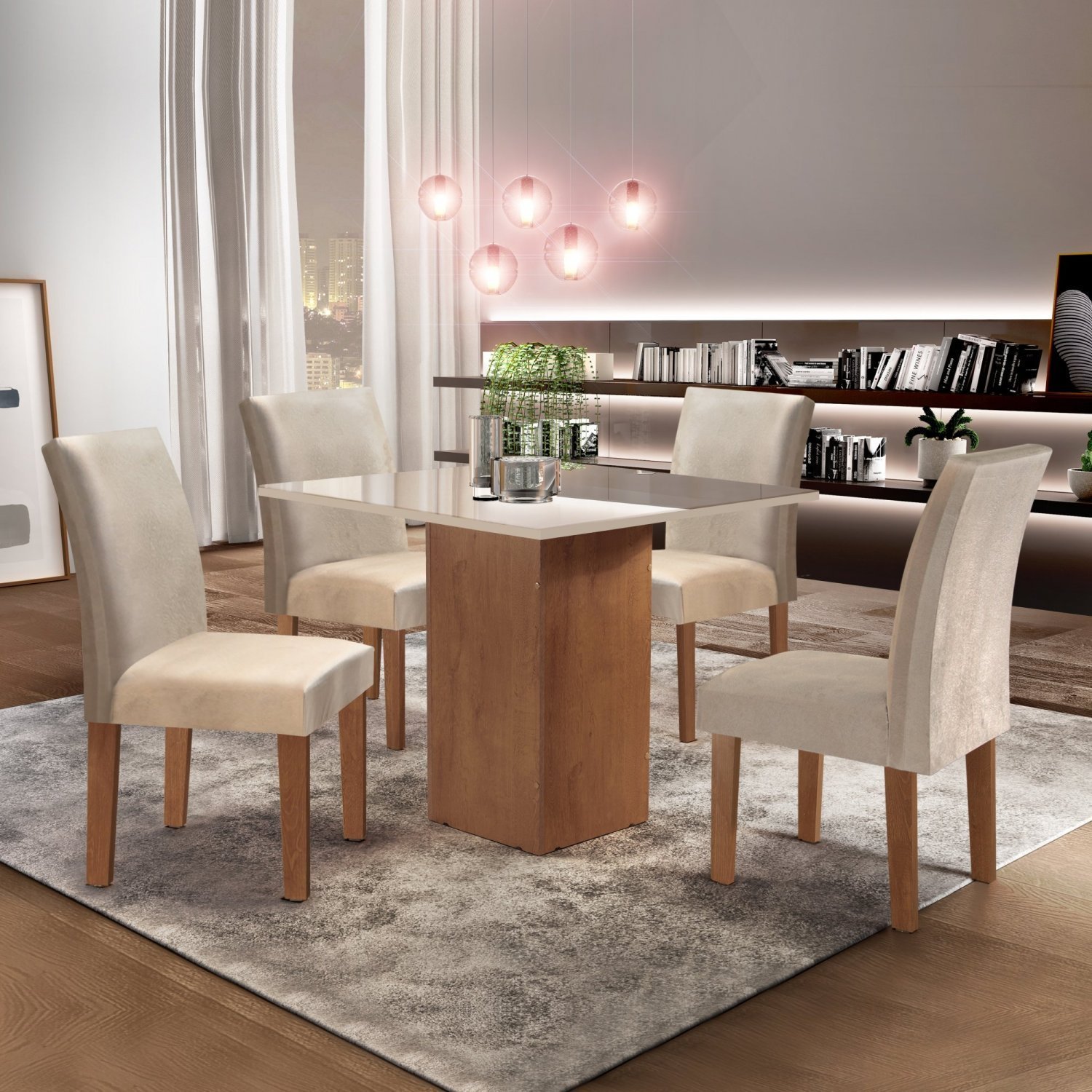 Conjunto Jantar / conjunto mesa cadeira cozinha / Conjunto de Mesa Berlim e  Cadeira Madri