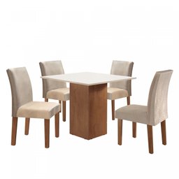 Conjunto Sala de Jantar Mesa Tampo Vidro Madri 4 Cadeiras Espanha Espresso Móveis - 2