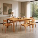 Ver imagem 1 de Mesa de Jantar 6 Lugares 180cm com 06 Cadeiras Madeira Maciça Dunia F06 Rústico Claro - Lyam Decor