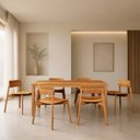 Ver imagem 4 de Mesa de Jantar 6 Lugares 180cm com 06 Cadeiras Madeira Maciça Dunia F06 Rústico Claro - Lyam Decor