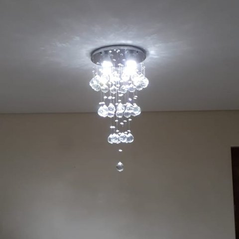 Maravilhosa Luminária de Cristal com 50cm de Altura ,Para Escritório/Recepção Base de Inox Polido de
