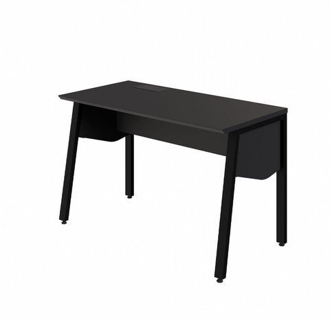 Plataforma de Trabalho Individual 120cm Industrial Tampo Chanfrado com Caixa de Tomadas Executive Preto