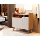 Ver imagem 2 de Buffet Aparador Balcão Sala Jantar Estar Wind Retro 3 Portas:nature/off White