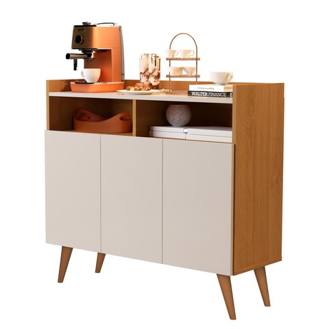 Buffet Aparador Balcão Sala Jantar Estar Wind Retro 3 Portas:nature/off White