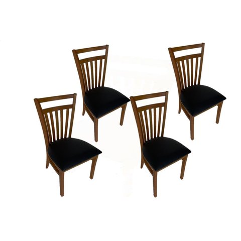 4 Cadeiras de Jantar Madeira Maciça Estofado Preto Larissa