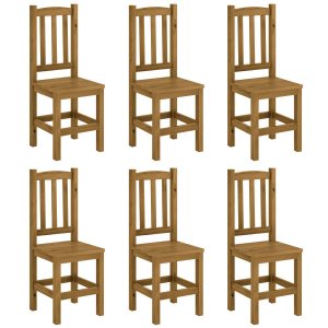 Kit 6 Cadeiras Madeira Maciça Diamante Cor Nogueira Nemargi