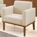 Ver imagem 2 de Poltrona Decorativa Base Madeira Castanho Maressa Suede Bege - Ibiza
