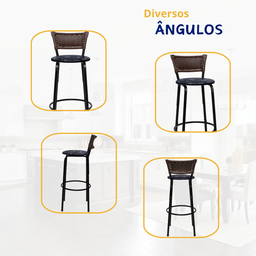 Kit 4 Banquetas para Cozinha Banco Alto Junco Argila Balcão Ilha Bancada Bares Piscina Área Gourmet - 4