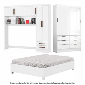 Guarda Roupa Casal Modulado Sevilha 5 e 2 Portas 8 Gavetas com Cama Casal Carioca Móveis