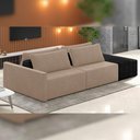 Ver imagem 6 de Sofá Ilha Modular para Sala 232cm com Puff Dublin K01 Veludo Bege e Sintético Preto - Lyam Decor
