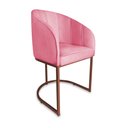 Ver imagem 1 de Poltrona Mia Suede Rosa Base Metálica Cobre - Belliv Decor