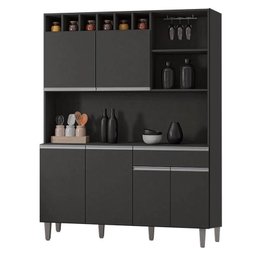 Balcão de Pia Tatiane 120 Cm e Armário Cozinha Kit Alice Cinza Fosco - Ajl - 4