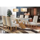 Ver imagem 1 de Sala de Jantar Completa Vidro 180cm + 6 Cadeiras Imbuia Veludo Creme