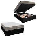 Ver imagem 1 de Cama Box Baú Casal Suede + Colchão Sereneprime Molas Ensacadas 138x188x69 Preto
