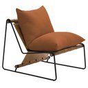 Ver imagem 1 de Poltrona Decorativa Turim Base Aço Preto Recouro Camel Poliéster Terracota - Nexta Casa