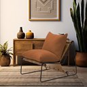 Ver imagem 2 de Poltrona Decorativa Turim Base Aço Preto Recouro Camel Poliéster Terracota - Nexta Casa