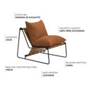 Ver imagem 3 de Poltrona Decorativa Turim Base Aço Preto Recouro Camel Poliéster Terracota - Nexta Casa