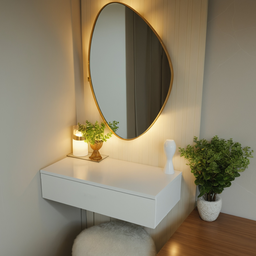 Penteadeira Suspensa com Gaveta – Porta Maquiagem de Parede Branca para Quarto - 3