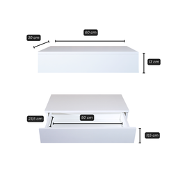 Penteadeira Suspensa com Gaveta – Porta Maquiagem de Parede Branca para Quarto - 7
