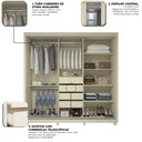 Ver imagem 2 de Guarda Roupa Casal 3 Portas com 1 Porta Espelho Royale Off White- Gelius