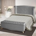 Ver imagem 2 de Kit Cabeceira de Cama Box e Calçadeira Baú Luxo King 195 Cm Suede Prata do Lar Móveis