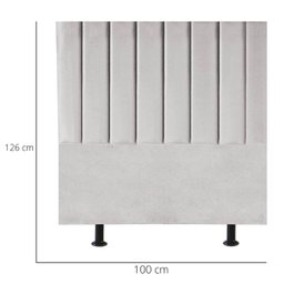 Cabeceira Estofada Cama Box Solteiro 100 Cm Sophia Suede:cinza Claro - 3 Cabeceira Estofada Cama Box Solteiro 100 Cm Sophia Suede:cinza Claro - 3