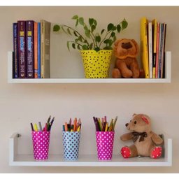 Kit 2 prateleiras MDF 60x10x15 Branco Livros Sala Quarto Decoração - 3