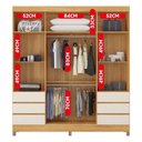 Ver imagem 5 de Guarda-Roupa Casal com Espelho 4 Portas 6 Gavetas Mônaco Cinamon/Off White