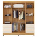 Ver mais imagens de Guarda-Roupa Casal com Espelho 4 Portas 6 Gavetas Mônaco Cinamon/Off White