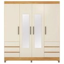 Ver imagem 7 de Guarda-Roupa Casal com Espelho 4 Portas 6 Gavetas Mônaco Cinamon/Off White