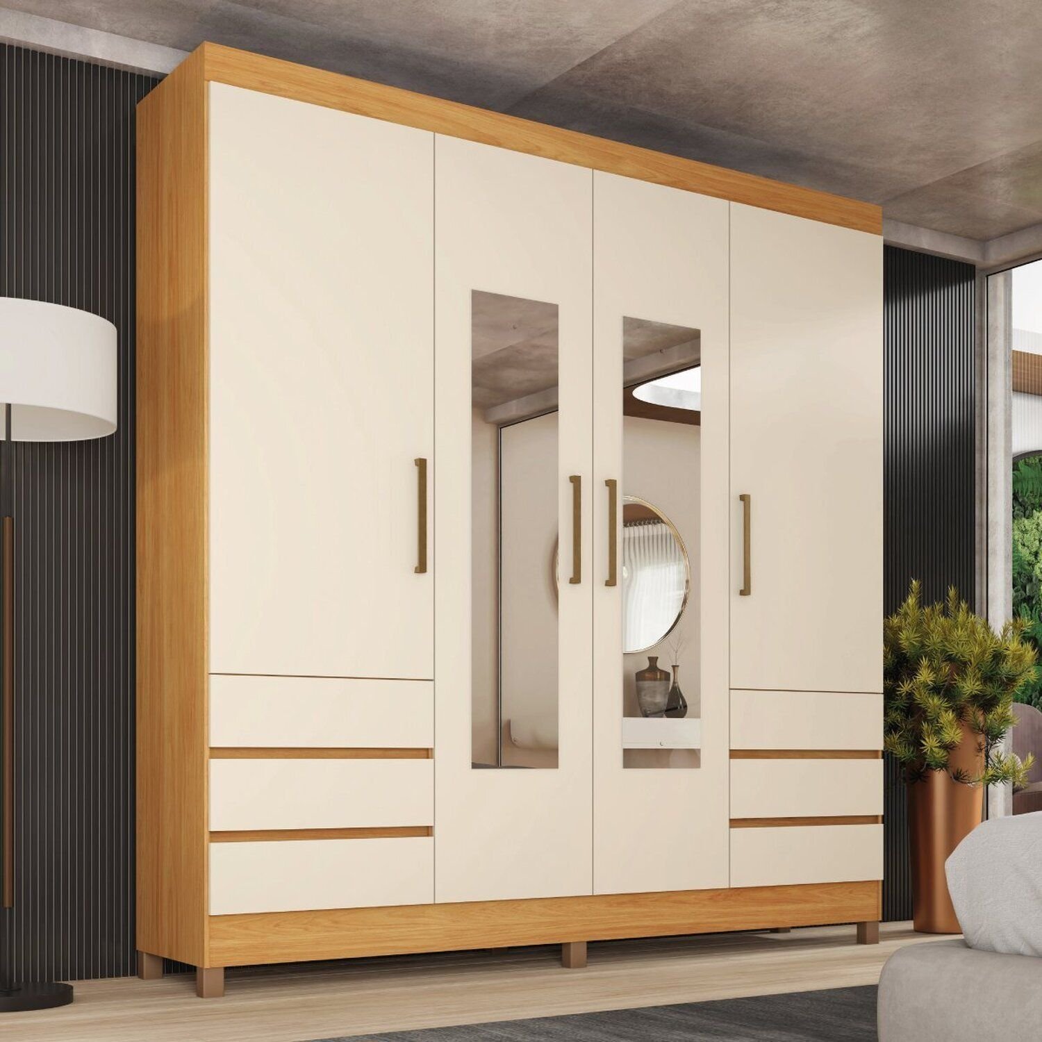 Guarda-roupa Casal 4 Portas em Mdp Roma | MadeiraMadeira