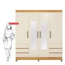 Ver imagem 4 de Guarda-Roupa Casal com Espelho 4 Portas 6 Gavetas Mônaco Cinamon/Off White