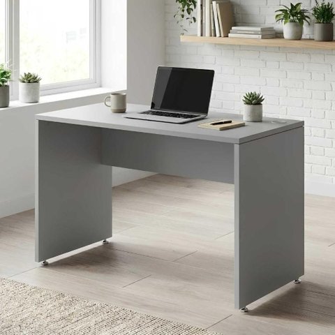 Mesa Escrivaninha Retangular Escritório Pé Painel Passa Cabos F5 Office 120cm Cinza