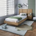 Ver imagem 1 de Cama Solteiro com Cabeceira 122cm e Mesa Cabeceira Suspensa Cor:mel