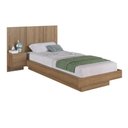 Ver imagem 2 de Cama Solteiro com Cabeceira 122cm e Mesa Cabeceira Suspensa Cor:mel