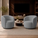 Ver imagem 1 de Kit 2 Poltronas Decorativas Sala de Estar Melissa Giratória Bouclê Cinza M1 - Monari Design
