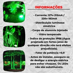 Refletor Led Holofote 20W Verde Bivolt IP66 Prova D'agua - 2