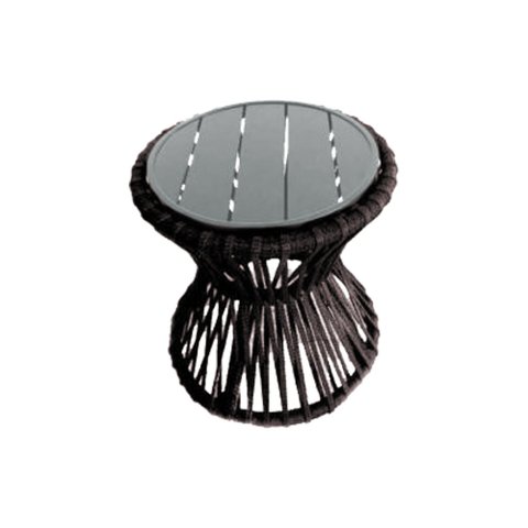 Mesa de Centro Sol em Corda Náutica e Base em Alumínio Cinza 70cm Marrom