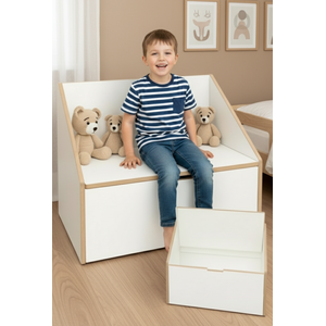 Banco com Baú Infantil Organizador de Brinquedos Branco Mdf