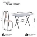 Ver imagem 3 de Conjunto de Mesa Tubular 100x60cm Tampo em Granito Ocre com 4 Cadeiras Lívia Prata/Botanic Bege/Mart