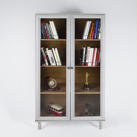 Armário Multiuso 2 Portas de vidro Ditália E-957 Cor:Cinza