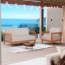 Ver imagem 2 de Kit Poltrona e Sofá Varanda Samoa Madeira Maciça com Cordas Náutica Linho Rústico Areia - Desk Desig