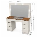 Ver imagem 3 de Penteadeira Camarim Liz com Espelho LED 7 Gavetas Off White e Freijo