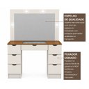 Ver imagem 6 de Penteadeira Camarim Liz com Espelho LED 7 Gavetas Off White e Freijo