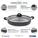 Ver imagem 2 de Frigideira Reta Tramontina Antiaderente Cinza com Tampa 30 cm 4,7 L